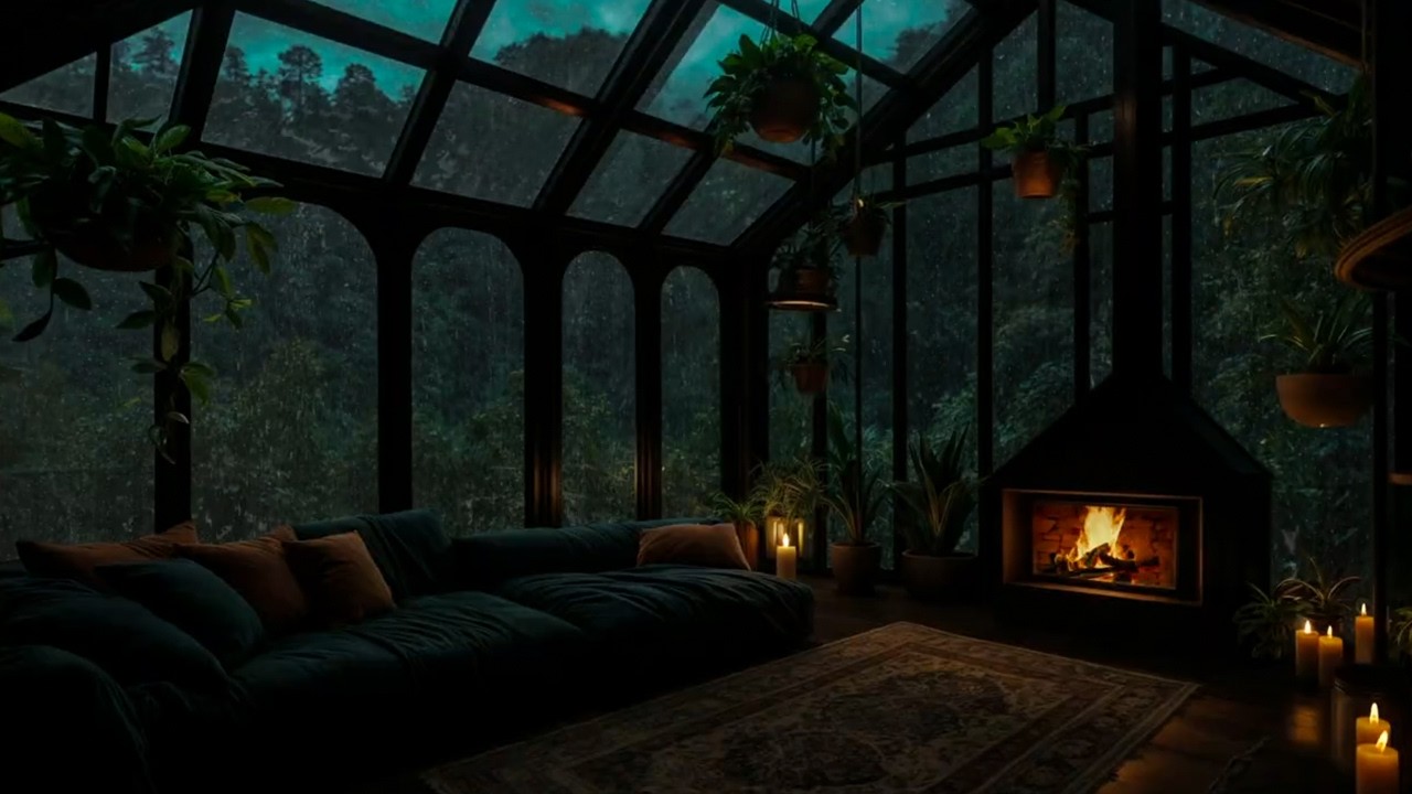 Fall Asleep in 5 Minutes (No Ads) 💤🌧️ Soft Rain & Crackling Fire for Deep Relaxation