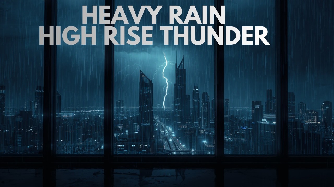 Heavy Rain on High-Rise Condo Window for Sleep (10 Hours)
