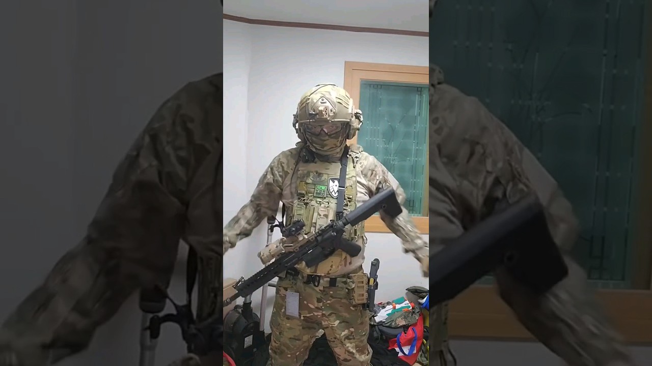 서바이벌게임 군장 세팅 틱톡에선 20만뷰인데 유튜브 한번 보자 #airsoft #비비탄총 #sgr556