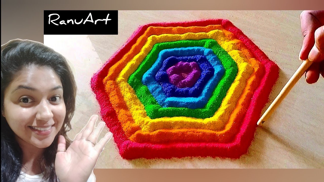 4 Hexagon Multicolor Rangoli l Mandala Design l Festival Kolam l New Latest Muggulu/Satisfying Video