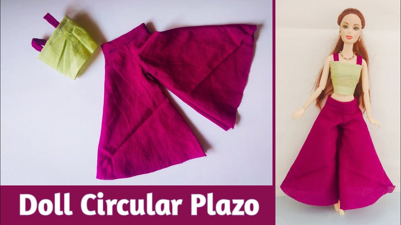 How to make Barbie Circular Plazo and Top | Doll Mini Plazo Dress | Harini Creations