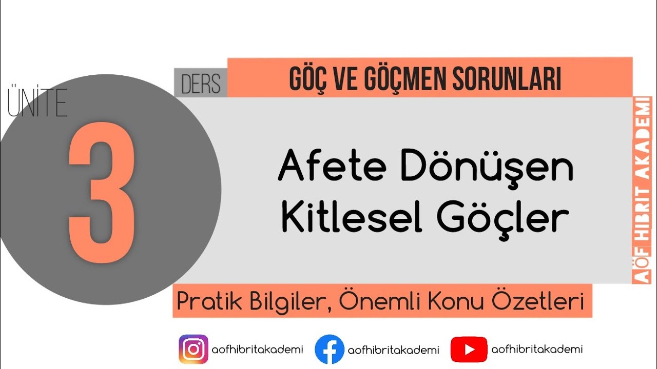 AÖF - Göç ve Göçmen Sorunları Dersi 3. Ünite - Acil Durum ve Afet Yönetimi Bölümü