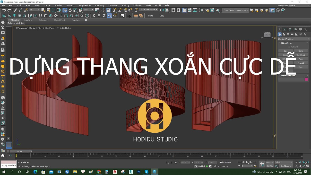 DỰNG THANG XOẮN CỰC DỄ - 3DSMAX - HODIDU STUDIO - SPIRAL STAIR