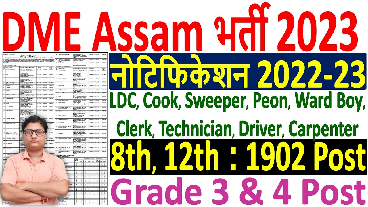 DME Assam Recruitment 2023 Notification &brvbar;&brvbar; DME Assam Vacancy 2023 Online Form &brvbar;&brvbar; DME Assam Vacancy