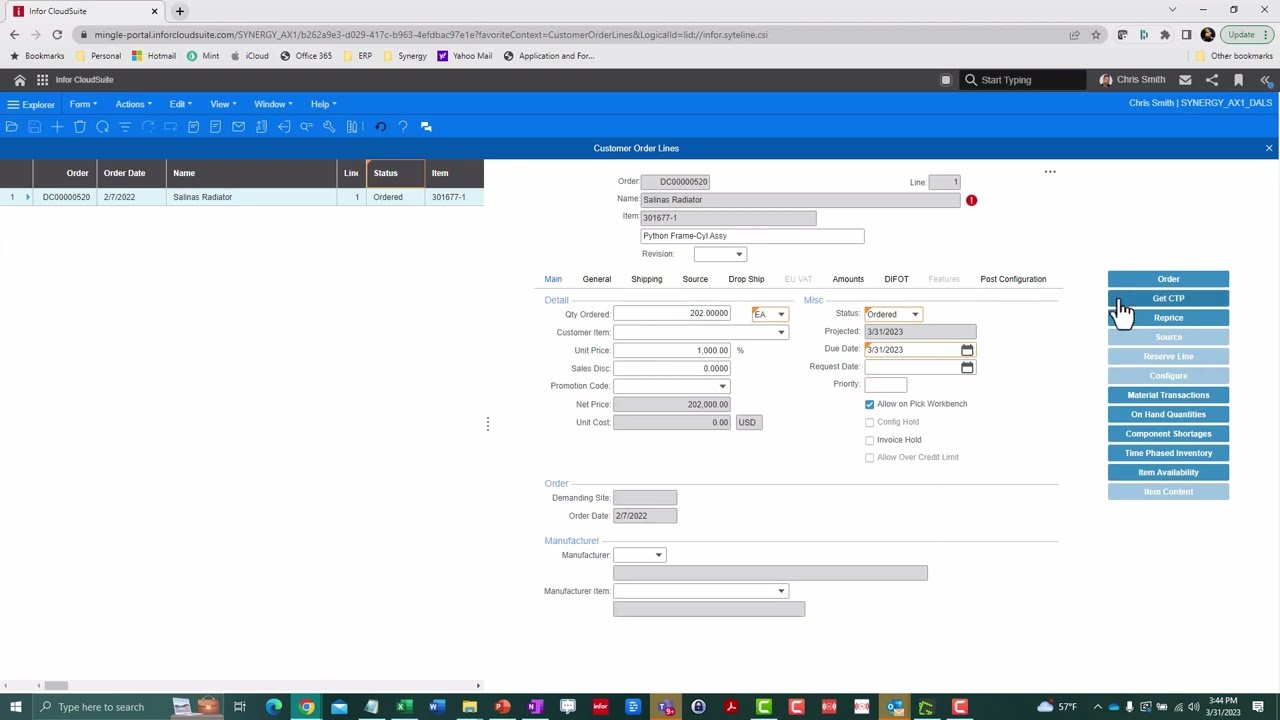 Infor CloudSuite Industrial SyteLine Capable to Promise