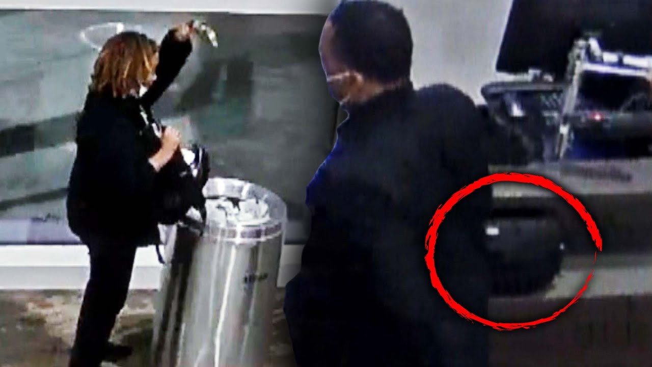 Gate Agent Tosses Items From Passenger's Bag in the Trash