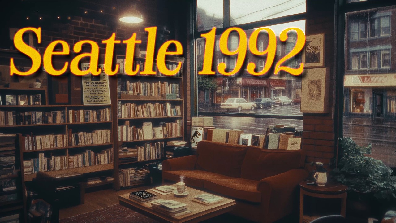 Seattle 1992 | Rain Sounds, Book Store Ambience, 90s Aesthetic