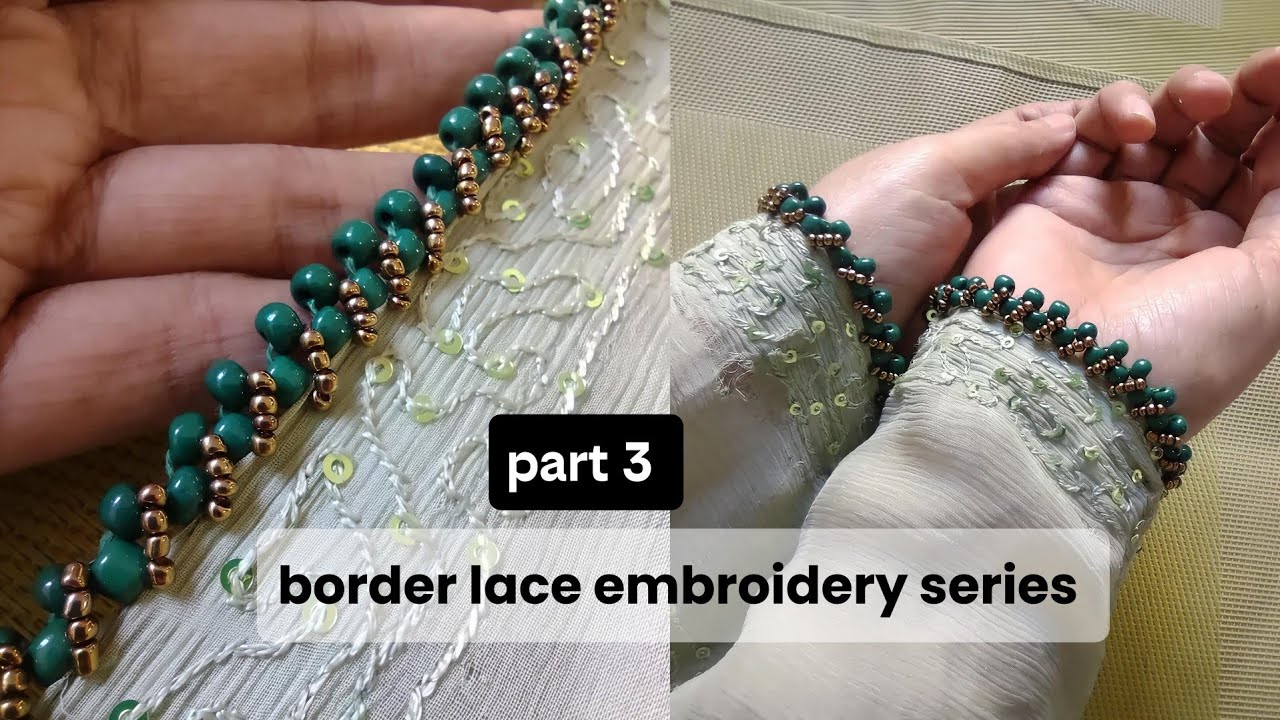 Beautiful Border Lace Embroidery Design (Part 3) | Suit par lace banane ka tarika