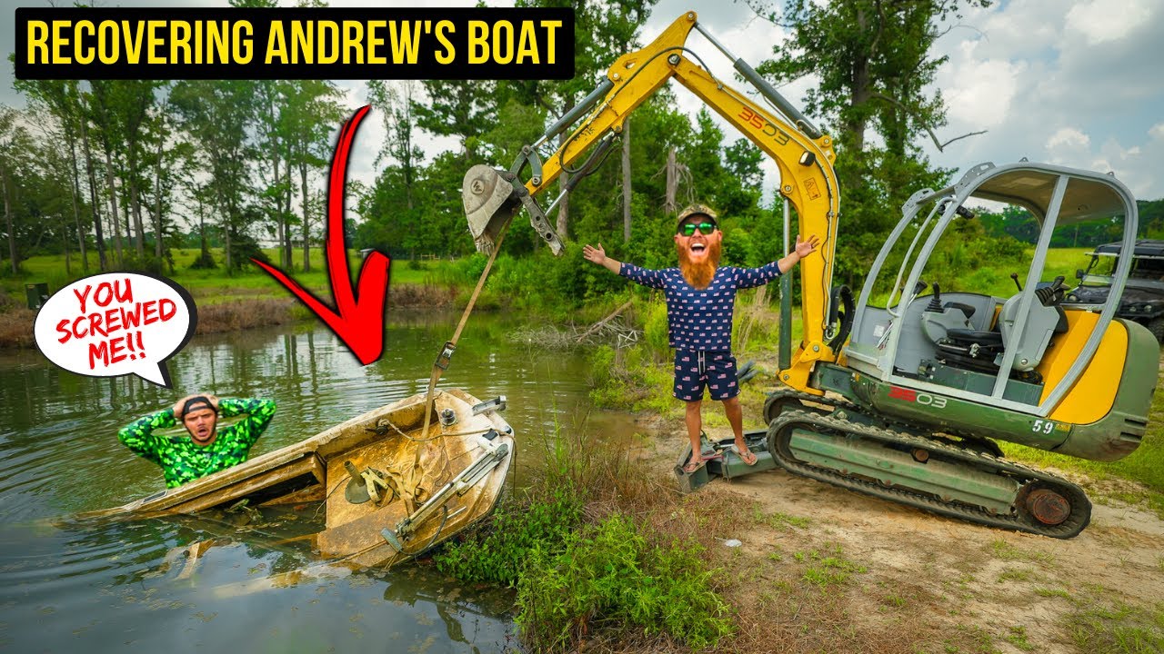 Recovering AYO's SUNKEN BOAT from my Backyard Pond (DISASTER!!)