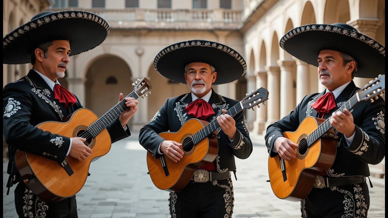 Música Mariachi Tradicional de México | Trío de Guitarristas con Traje Charro en Ambiente Histórico