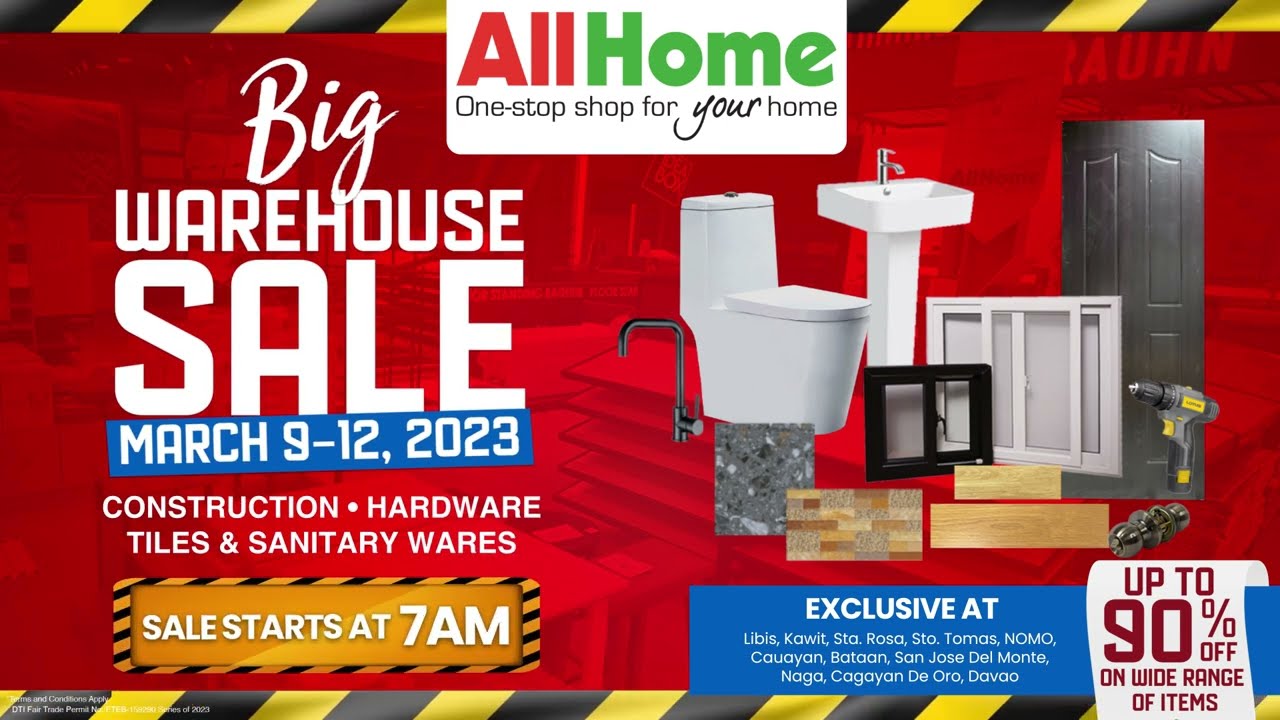 AllHome's BIG WAREHOUSE SALE, this March 9-12