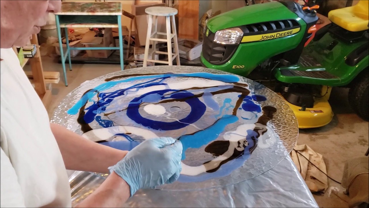 Beautiful Epoxy Art on Glass Top Patio Table