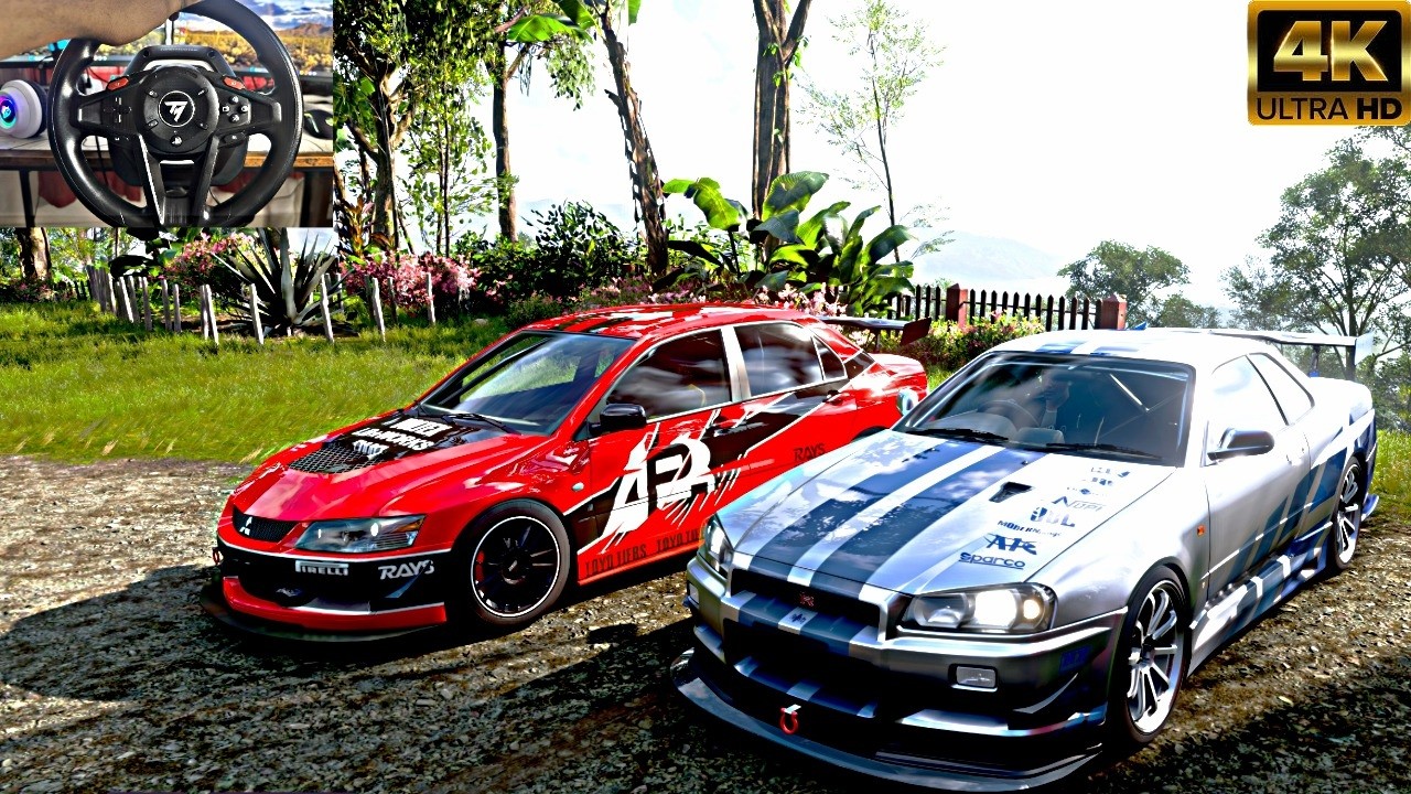 900 HP+ Nissan Skyline R34 and Mitsubishi !!Evo Convoy Forza Horizon 5 (Wheel POV)!!