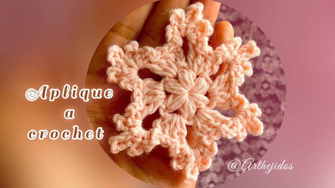 Aplique tejido a crochet🌹🧶 en una sola pieza 👌🏻