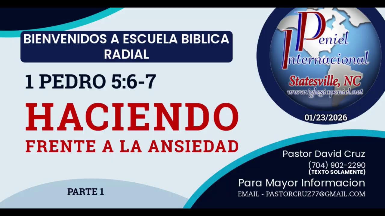 01.23.2026 - 1 PEDRO 5:6-7 - AFRONTANDO LA ANSIEDAD - PARTE 1