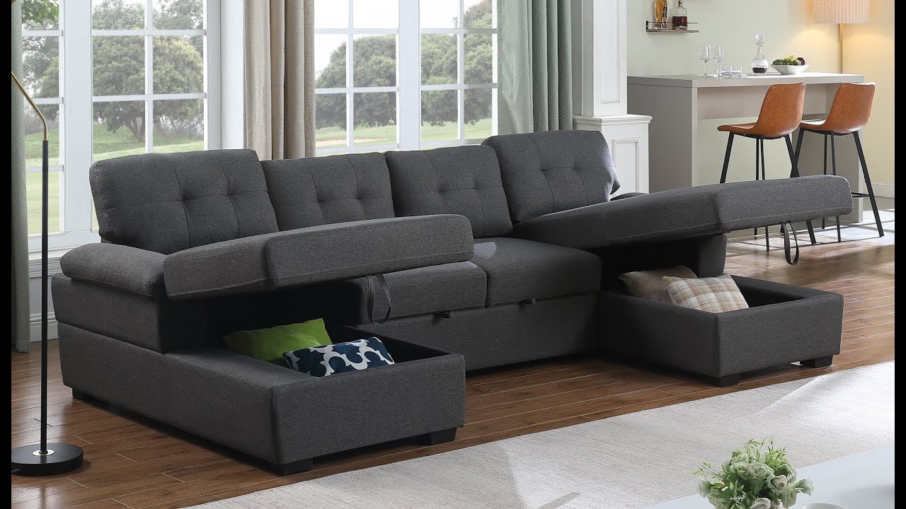 Assembly Instruction Video For Large Sleeper Sofa Bed with Two Storage Chaise SKU 7222/7333