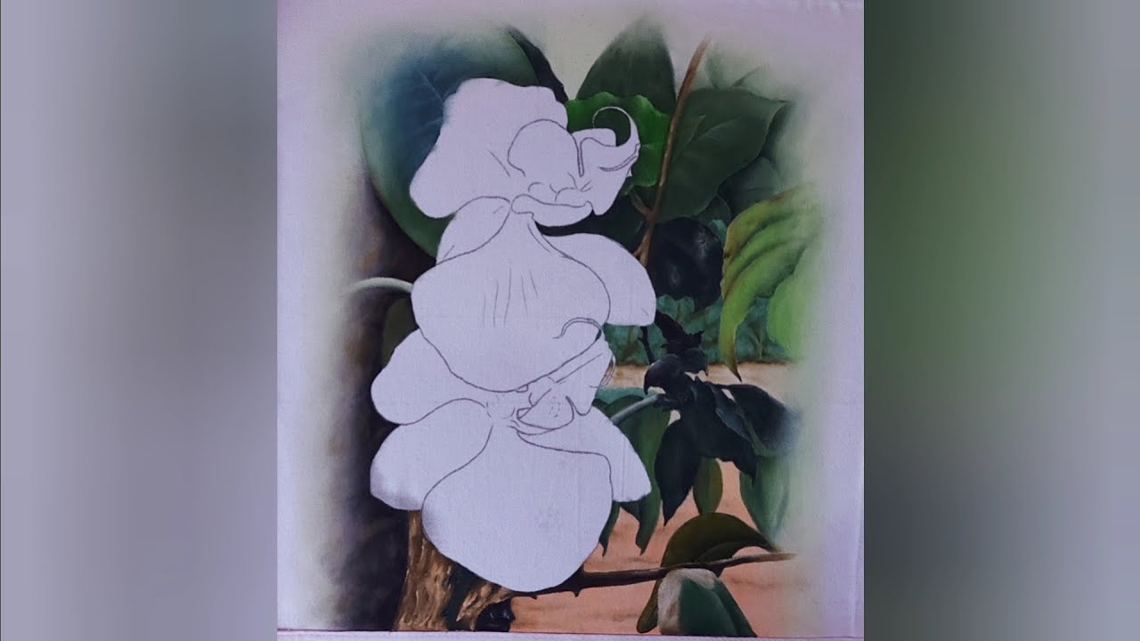 Pintura de orquídeas em tecido (parte 1 - Pintura do fundo)
