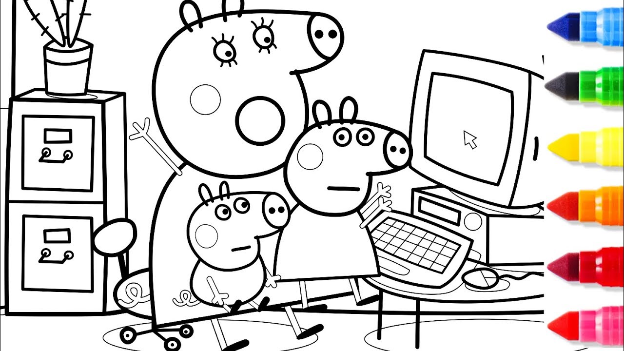 Peppa Pig Mummy Pig Computer Coloring Pages - Peppa Coloring Book - Learning Drawing Videos For Kids