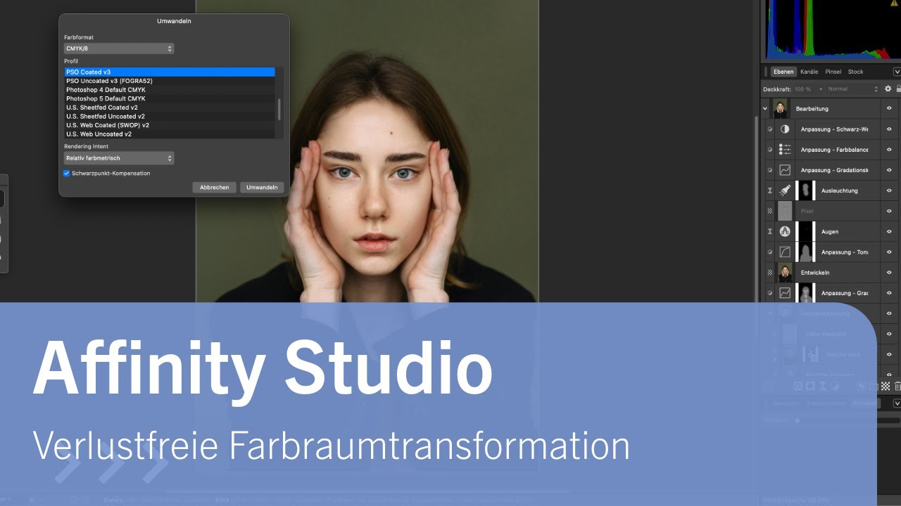 Affinity Studio: Farbraumtransformation mit Smartobjekt (beinahe)
