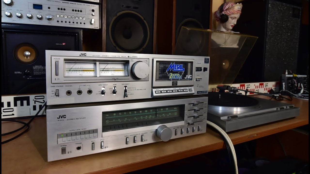 JVC R-S11L receiver JVC KD-A33 Cassette Deck JVC L-A21 turntable JVC HiFi Set Vintage Audio For Sale