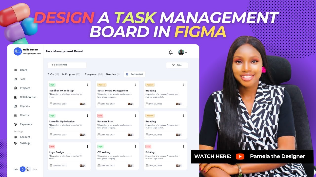 figma Tutorial for beginners || How to design a TASK MANAGEMENT DASHBOARD IN FIGMA