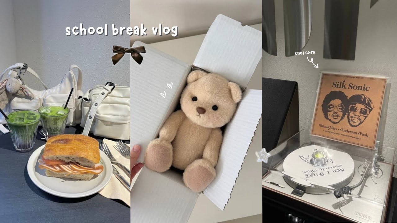 SCHOOL BREAK VLOG ☁️ | start of 2 months holiday, cafe hopping, gyukatsu, getahug bear unboxing