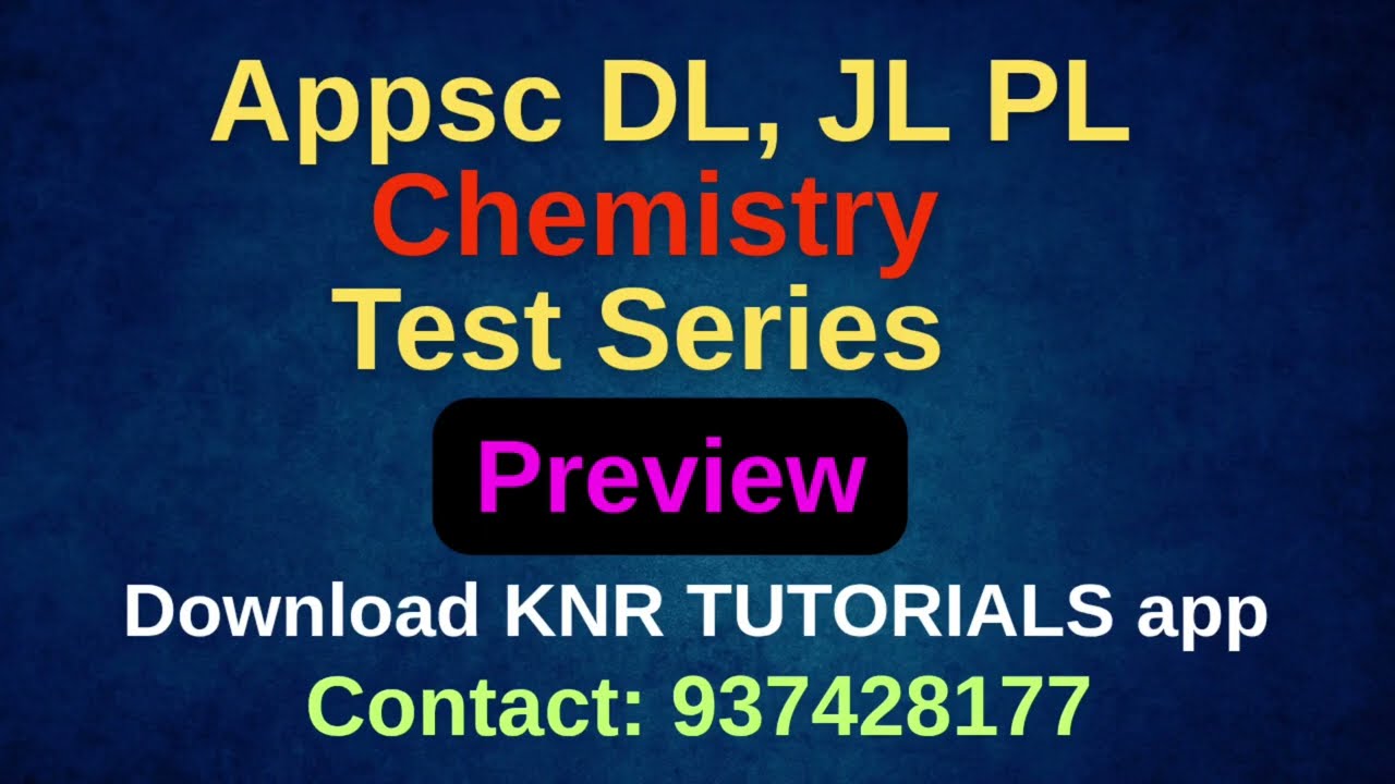 Appsc JL DL Chemistry Test series| Paper -1 &  Paper -2 #Appsc #TTD #jl #DL #chemistry