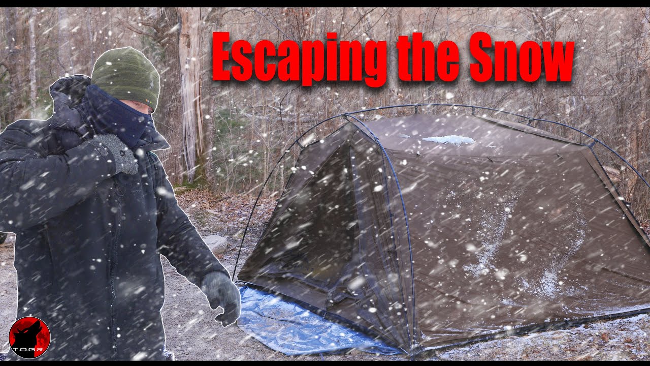 Winter Camping in the Snow With POWERFUL Winds - Hunkering Down for the Cold Blast