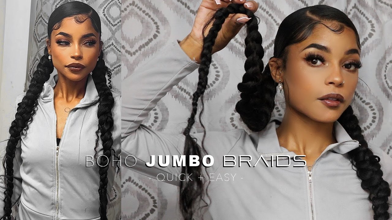 2 JUMBO BOHO BRAIDED PONYTAILS : QUICK | EASY | AFFORDABLE || ARIANA.AVA