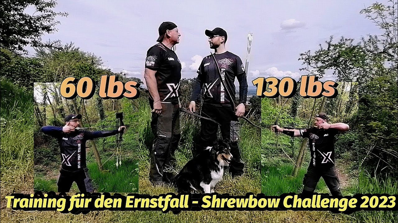 Teil1 130+60lbs Shrewbow Parcours Training für DIE Challenge 2023. Henry Bodnik & Bogensport Extrem.