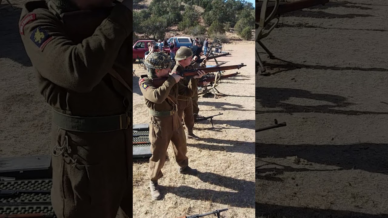 Ripple firing with Enfield Rifles WWII The Wiltshire Reenactment Regiment of Arizona