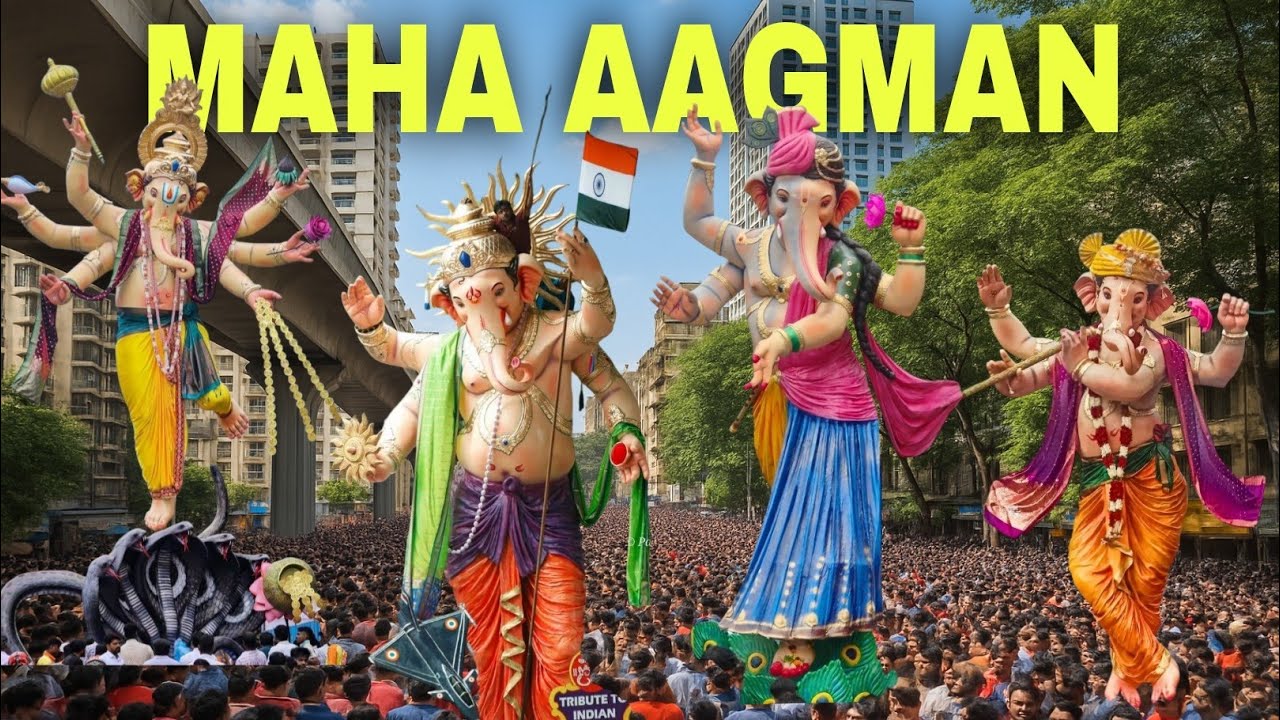 MUMBAI MAHA GANPATI AAGMAN 2025 | 🇮🇳 KHETWADI CHA LAMBODAR | GANPATI AAGMAN 2025