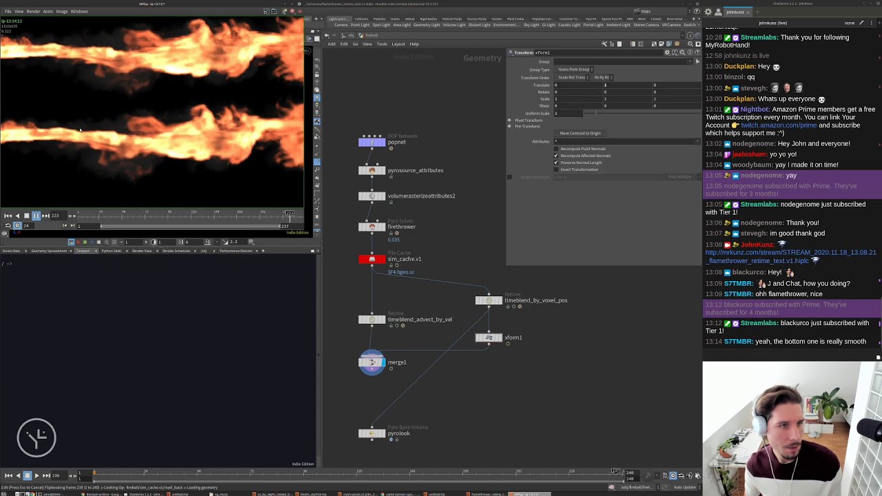 Volume Retime Strategies #Houdini #VDB #Pyro [Stream 2020 11 18]