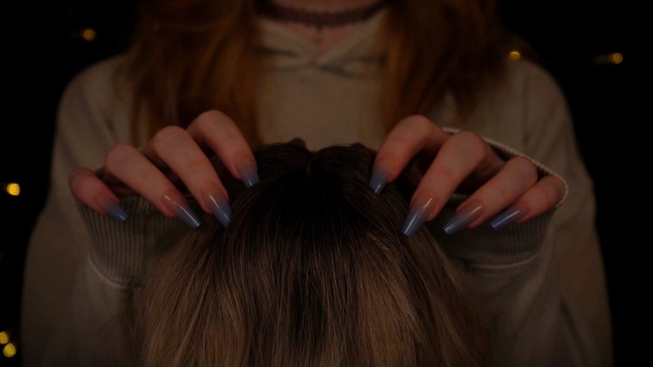 ASMR | close up Head & Scalp Attention for Deep Sleep - Scratching, Massage, no Talking, Fireplace