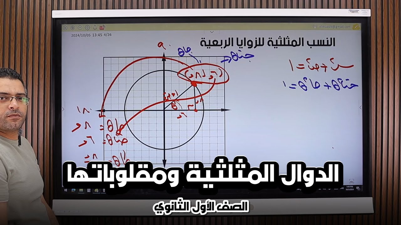 الدوال المثلثية ومقلوباتها ، دائرة الوحدة الدرس الثالث حساب مثلثات للصف الاول الثانوي ترم اول