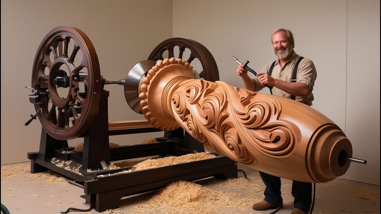 Unique Handcrafted Wood Project // Crafting a Solid Wood Sculpture Using a Large and Dangerous Lathe