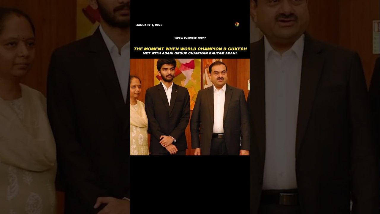 The moment Gukesh met with Adani group chairman Gautam Adani. 🔥🫡. #gukesh #dommarajugukesh #gukeshd