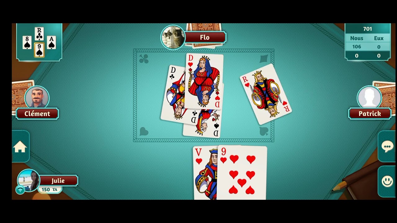 un capot TA accompagné d'un carré de 9 🥳 // Belote coinche TA/SA