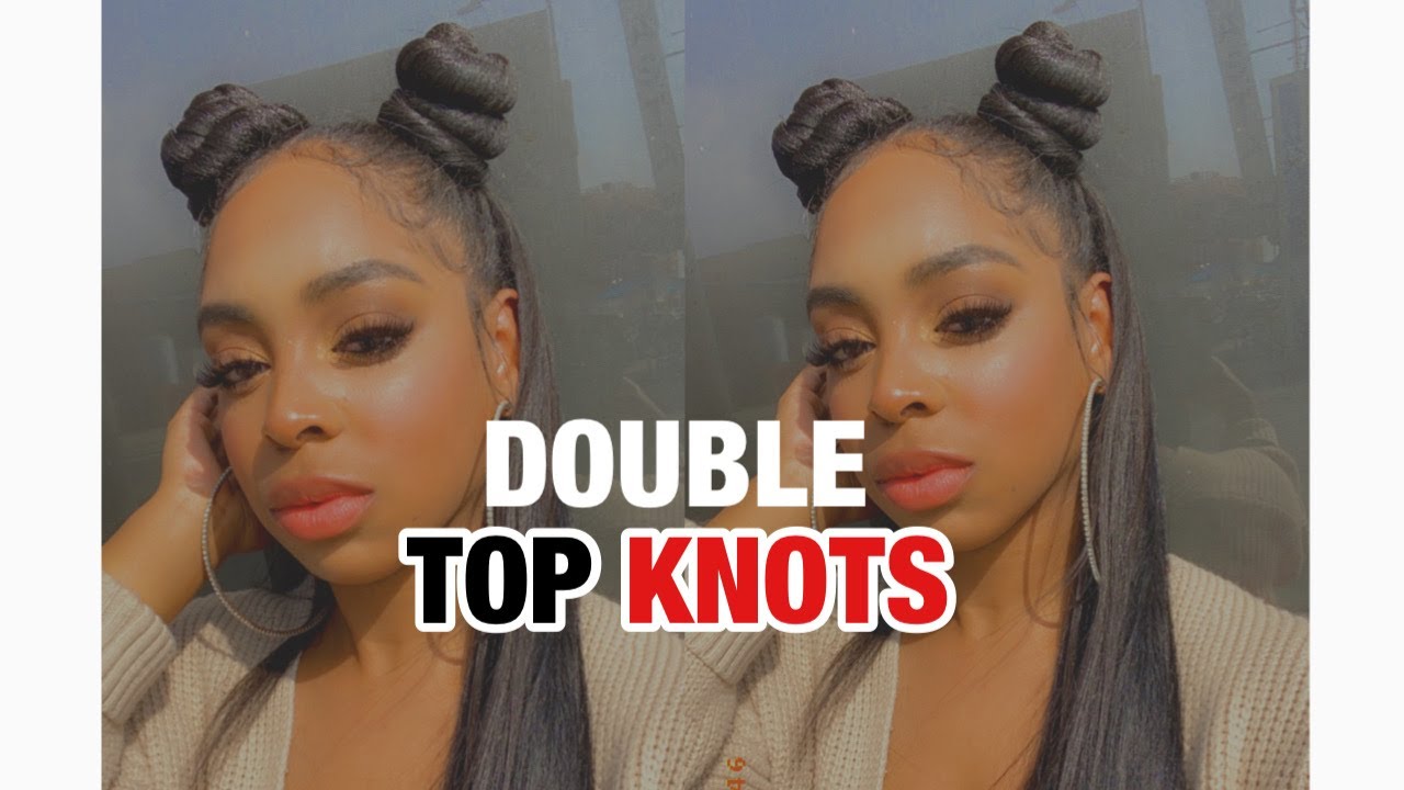 HOW TO DOUBLE TOP KNOTS| BANTU KNOTS| HALF UP HALF DOWN