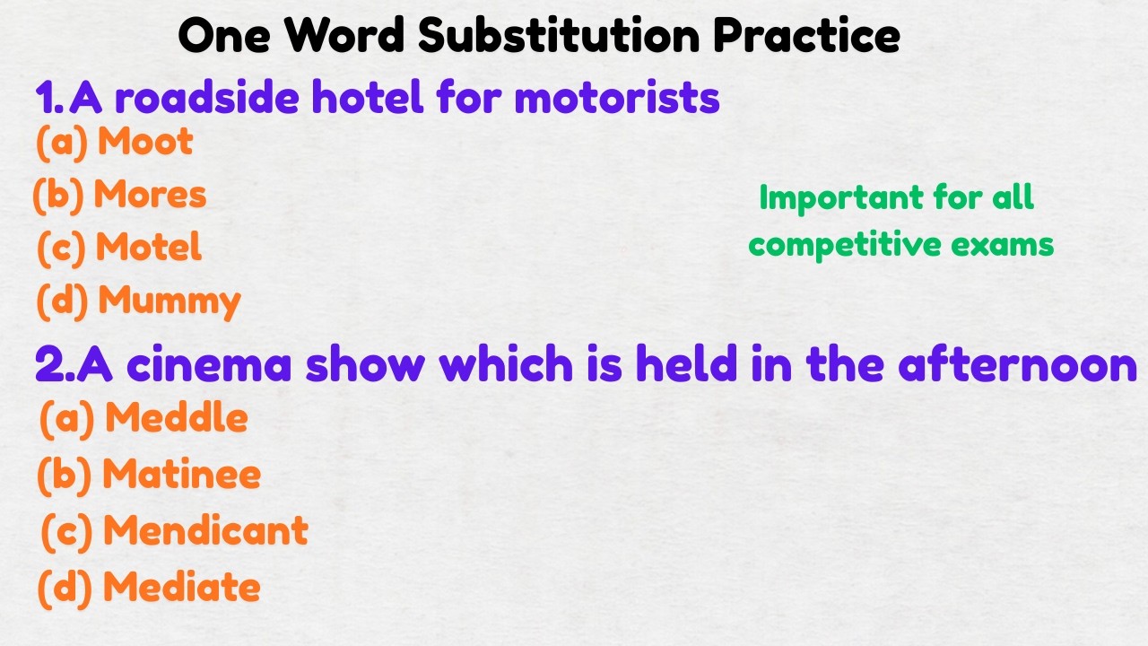 One Word Substitution for SSC CGL, CHSL, MTS, CPO | One Word Substitution Practice set | One word ||