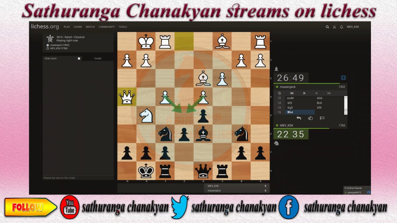 Queen's Pawn Game lichess.org live chess, Tamil chess channel, live chess analysis