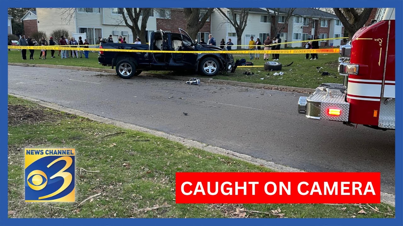Caught on camera: Kalamazoo man crashes truck with five kids in its bed
