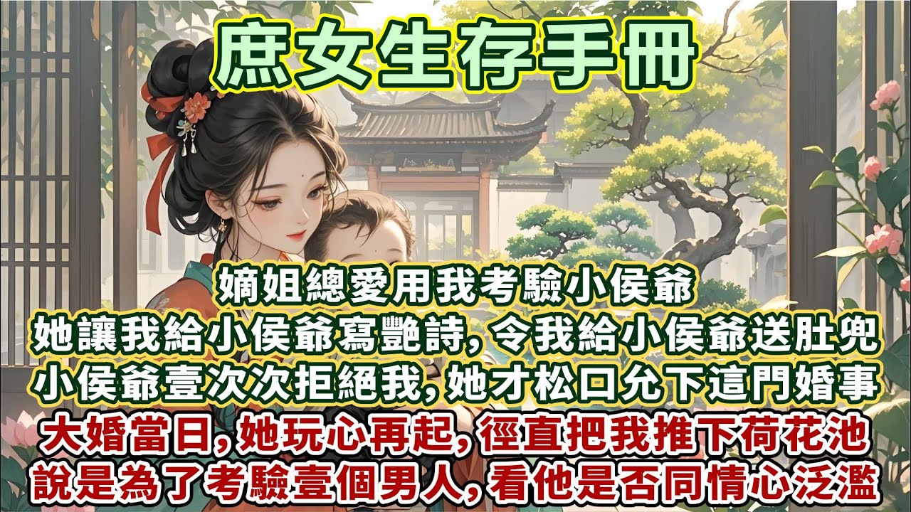 完結逆襲爽文：嫡姐總愛用我考驗小侯爺。她讓我給小侯爺寫艷詩，令我給小侯爺送肚兜，小侯爺壹次次拒絕我，她才松口允下這門婚事。大婚當日，她玩心再起，徑直把我推下荷花池，說是為了考驗他，看他是否同情心泛濫