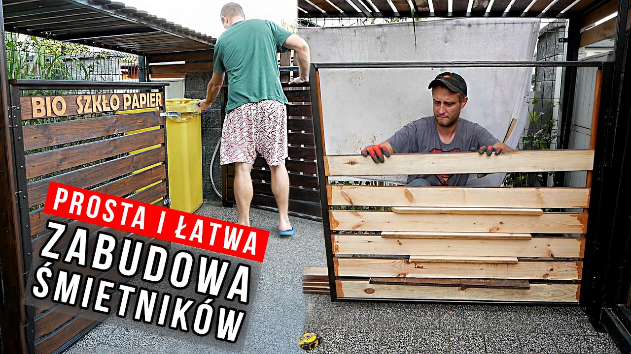 Drewniano metalowa zabudowa koszy na śmieci z tabliczkami wyciętymi laserem Aeon Redline Mira 7s