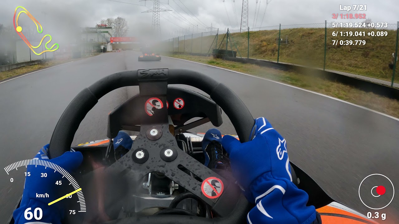 Leihkart in Liedolsheim im Regen | Telemetry Overlay