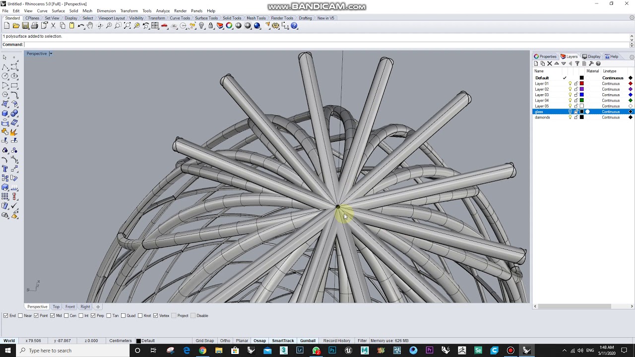 Gherkin tower quick modeling of the skin using Rhinoceros part 2