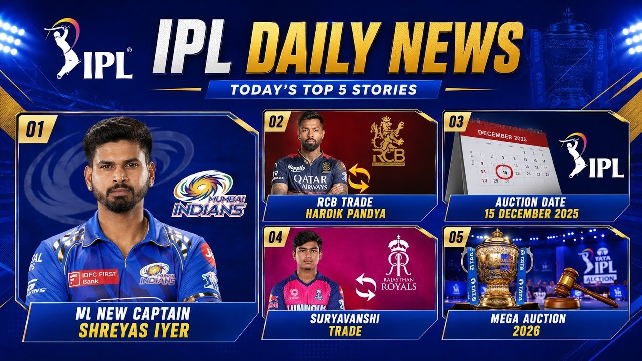 IPL 2027 Latest News - Hardik Pandya Trade | S Iyer in MI | Auction Date | V Suryavanshi Trade | KKR