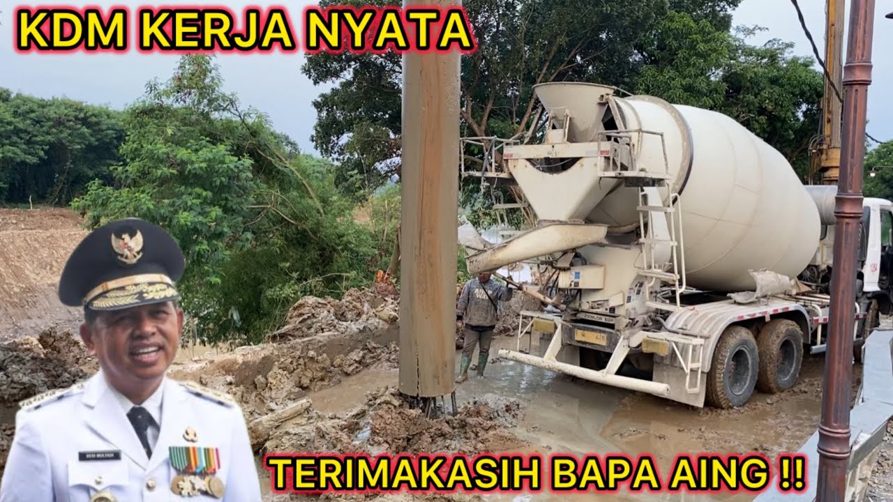 PROSES PENGECORAN PAKU BUMI DI VILA NUSA INDAH PROYEK KDM AGAR AMAN LONGSOR NORMALISASI KALI BEKASI