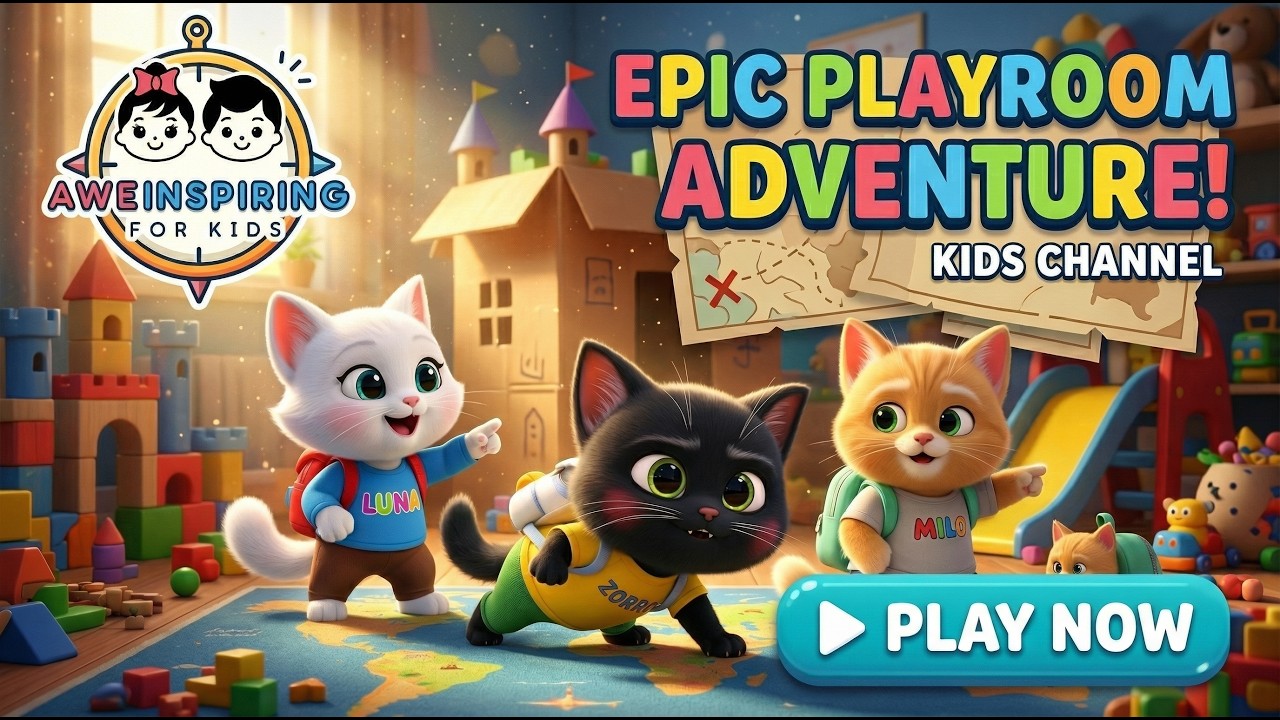 Three Little Kittens 🐱 -  Episode 1 Fun -Playroom Adventure! - 3D Animated