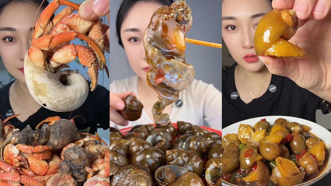 【Yummy】Giant shrimp monster + spicy river snails + braised abalone snails in sauce🦀🐚🍋🌶🧄#mukbang